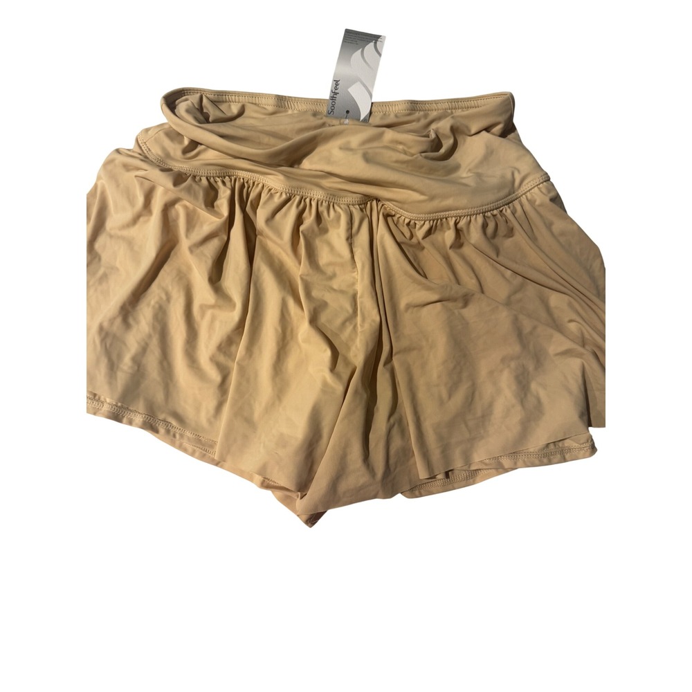 Soothfeel Womens Running Shorts Tan Beige Pleated Athletic Skort Small NWT